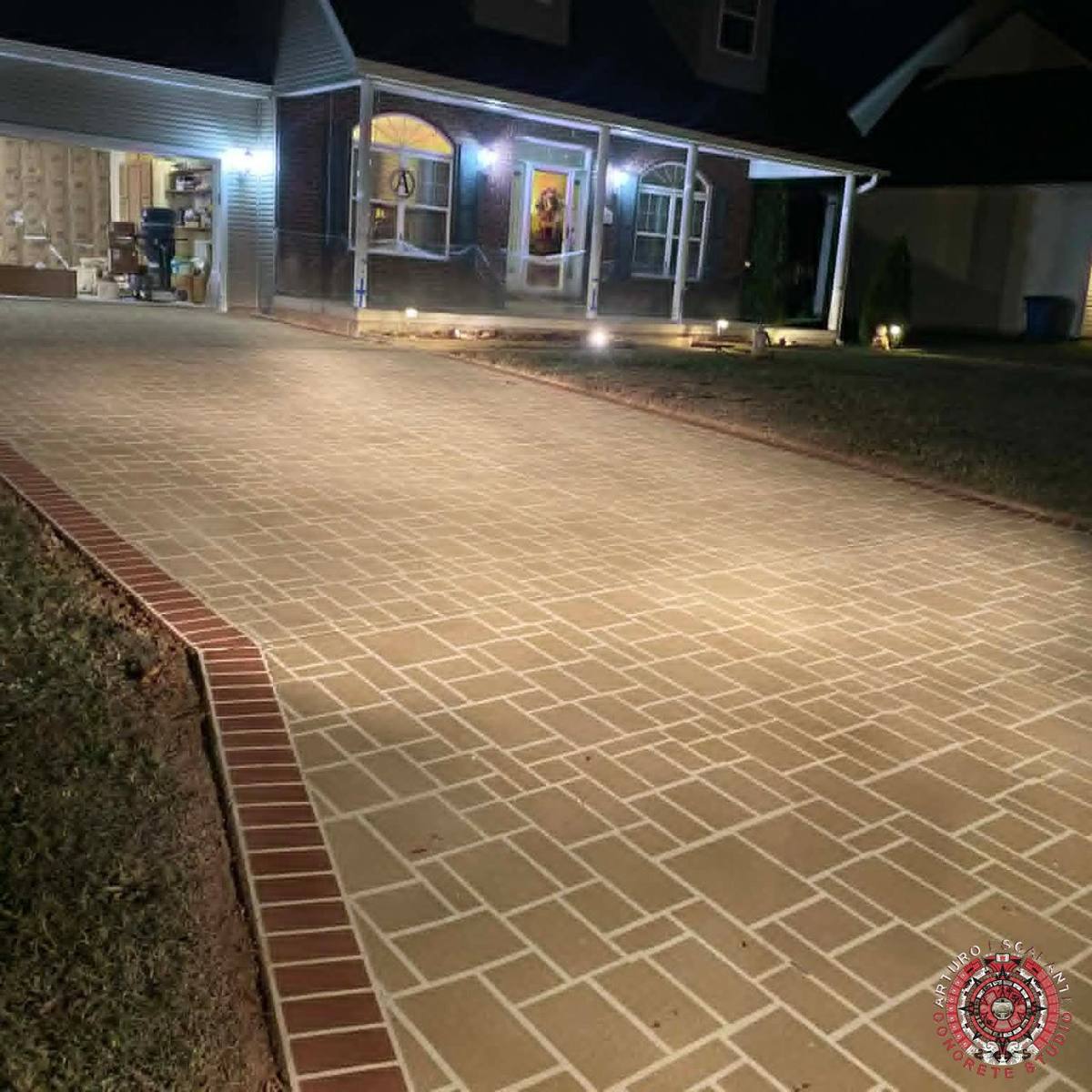 Stenciled Tile Pattern Driveway