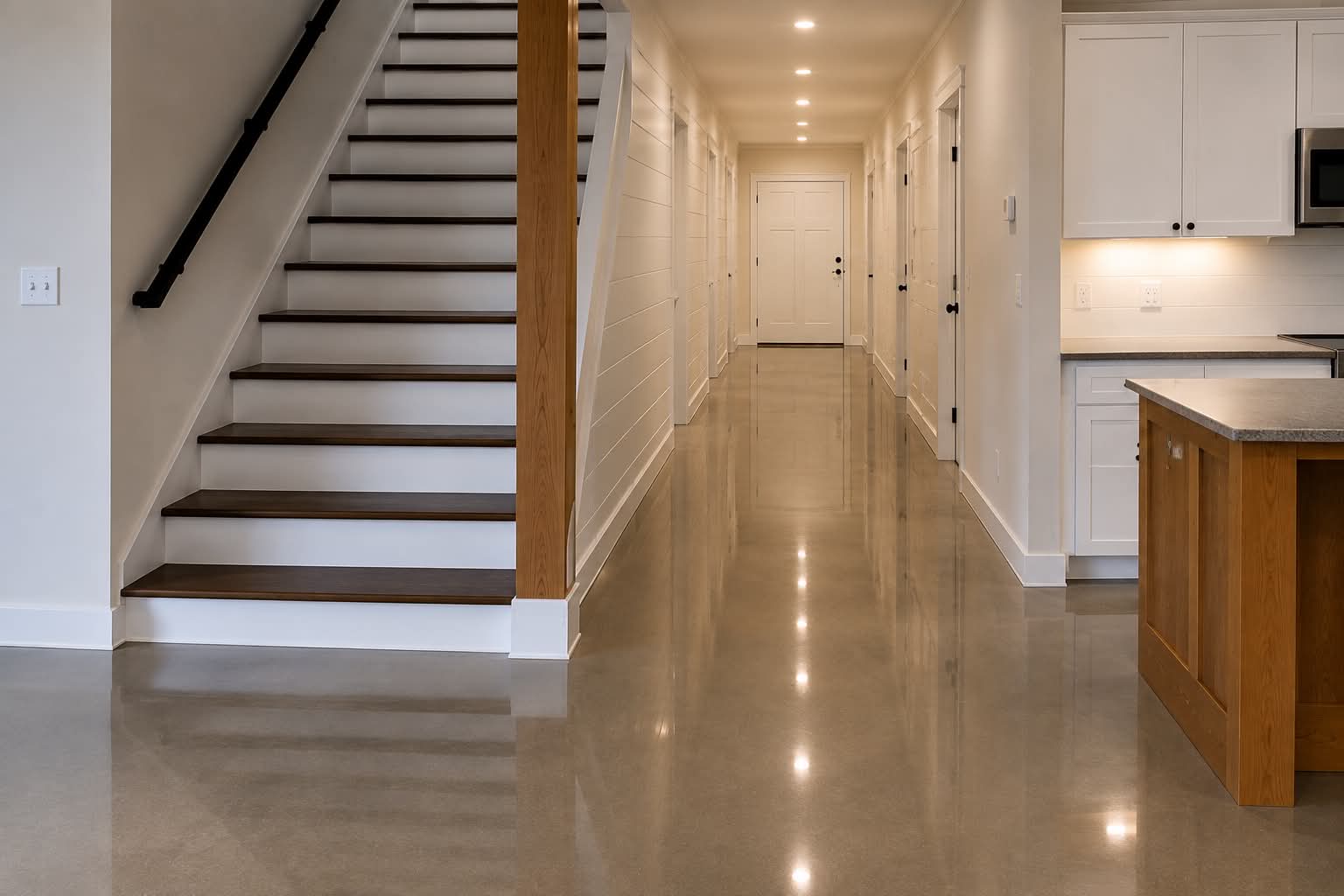 High-Gloss Polished Concrete Hallway and Kitchen — Crete Creations LLC